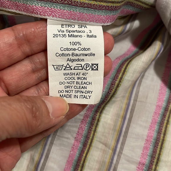 Etro Multicolor Stripe Button Down Dress Shirt Cotton Made in ltaly-35 (XS) - Picture 8 of 10